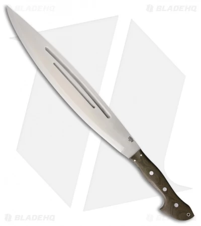 Bark River Barong Fixed Blade Knife Green Canvas Micarta (16.5" Satin)