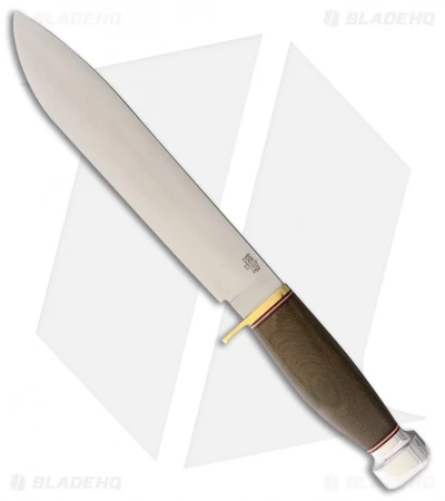 Bark River 1909 Michigan Bowie Fixed Blade Green Canvas Micarta (10" Satin)