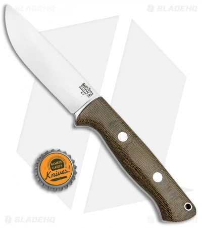 Bark River Bravo 1 Field Fixed Blade Knife Green Canvas Micarta (4.25" Satin) - Image 4