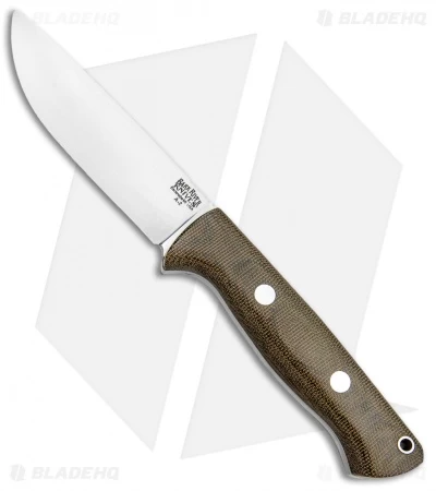 Bark River Bravo 1 Field Fixed Blade Knife Green Canvas Micarta (4.25" Satin)