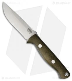 Bark River Bravo EDC Fixed Blade Knife Green Canvas Micarta (3.375" Satin)