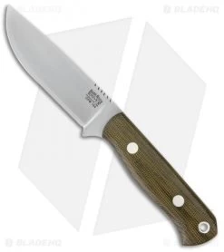Bark River Bravo Necker II Fixed Blade Knife Green Canvas Micarta (3.5" Satin)