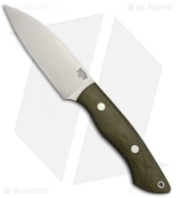 Bark River Bush Seax Fixed Blade Knife Green Canvas Micarta (4.875" A-2)