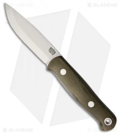 Bark River Bushcrafter Fixed Blade Green Canvas Micarta (3.875" Satin CPM-154)