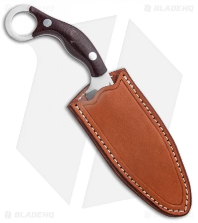 Bark River JX4 Bush Bat Fixed Blade Knife Burgundy Canvas Micarta (3.5" Satin) - Image 3
