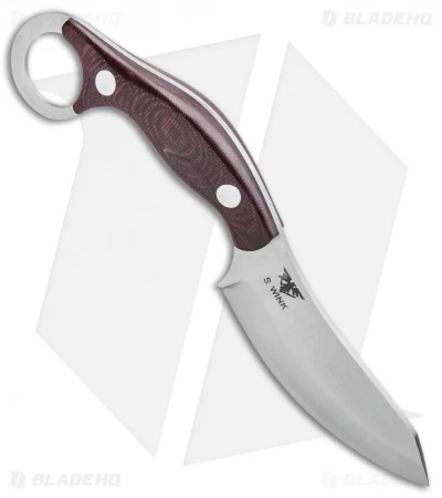 Bark River JX4 Bush Bat Fixed Blade Knife Burgundy Canvas Micarta (3.5" Satin) - Image 2
