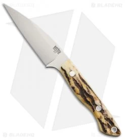 Bark River Mini Bush Seax Fixed Blade Knife Antique Stag Bone (3.75" A-2)