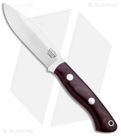Bark River Mini Tundra Fixed Blade Knife Elmax Burgandy Micarta (4" Satin)