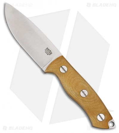 Bark River STS-3 Fixed Blade Knife Natural Canvas Micarta (3.875" Satin)