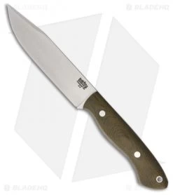 Bark River Sahara Hunter Fixed Blade Knife Green Canvas Micarta (5" Satin)