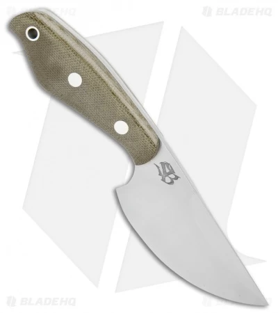 Bark River Skeleton Occipital Fixed Blade Knife Green Micarta (3.25" Satin) - Image 2