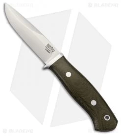 Bark River Snowy River Fixed Blade Knife Green Canvas Micarta (3.75" Satin)