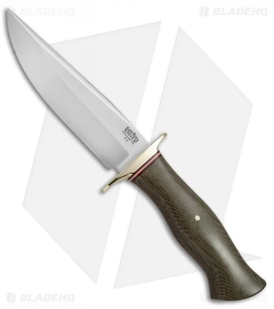 Bark River Vest Pocket Bowie A Fixed Blade Knife Green Micarta (5.375" Satin)