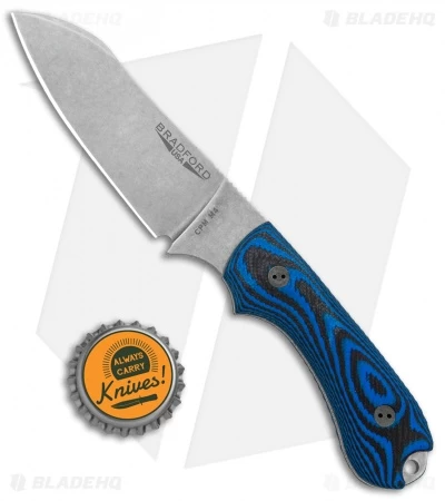 Bradford Guardian3 Sheepsfoot Fixed Blade Knife 3D Black/Blue G-10 (3.5" SW M4) - Image 5