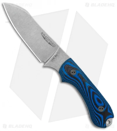 Bradford Guardian3 Sheepsfoot Fixed Blade Knife 3D Black/Blue G-10 (3.5" SW M4)