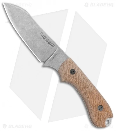 Bradford Guardian3 Sheepsfoot Fixed Blade Knife 3D Natural Micarta (3.5" SW M4)