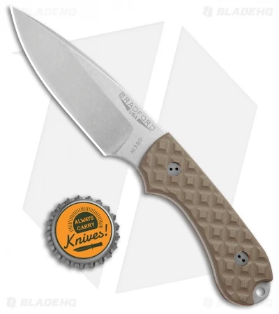 Bradford Knives Guardian3 Fixed Blade Coyote Brown (3.5" False Edge Stonewash) - Image 4