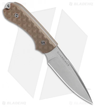 Bradford Knives Guardian3 Fixed Blade Coyote Brown (3.5" False Edge Stonewash) - Image 2