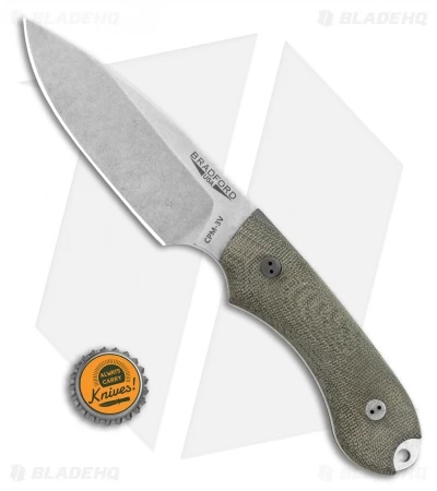 Bradford Knives Guardian4 Knife 3D OD Green Micarta (Sabre/3V/Stonewash) - Image 4