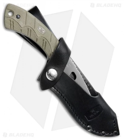 Buck Knives Buck 537 Open Season Guthook Fixed Blade OD Green Micarta (4.5" Satin) 0537ODG - Image 3