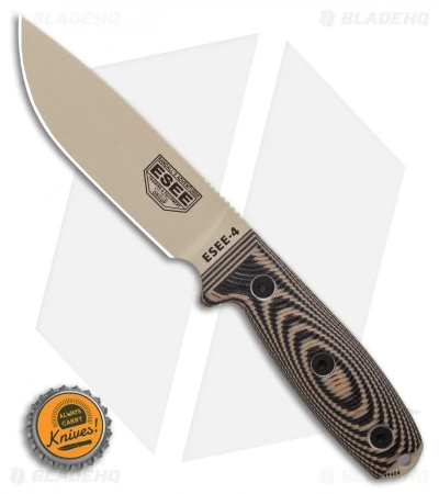 ESEE Knives ESEE-4PDT-005 Fixed Blade Knife Coyote/Black 3D G-10 (4.5" Tan) - Image 4