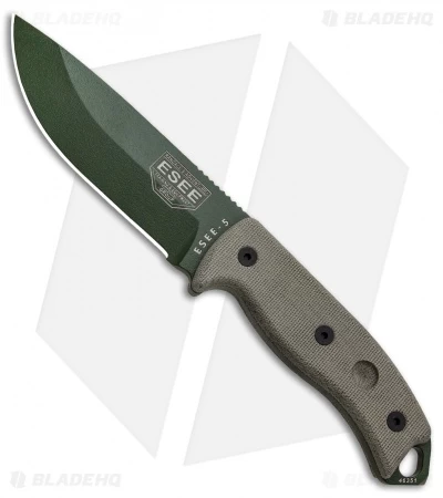 ESEE-5 Survival Fixed Blade Knife W/ Sheath (5.25" Green Plain) ESEE-5P OD
