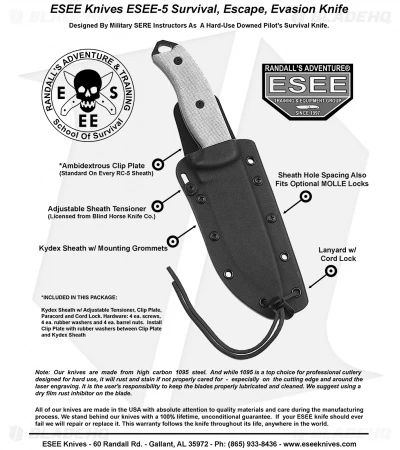ESEE Knives ESEE-5S-TG Fixed Blade Knife (5.25" Gray Serr) - Image 3