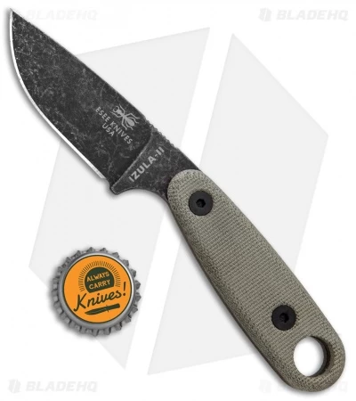 ESEE Izula-II Black Oxide Survival Fixed Blade Neck Knife Tan (2.9" Black) - Image 4