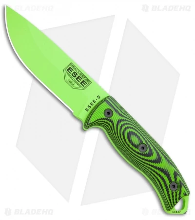 ESEE Knives ESEE-5PVG-007 Fixed Blade Knife Green/Black 3D G-10 (5.25" Green)