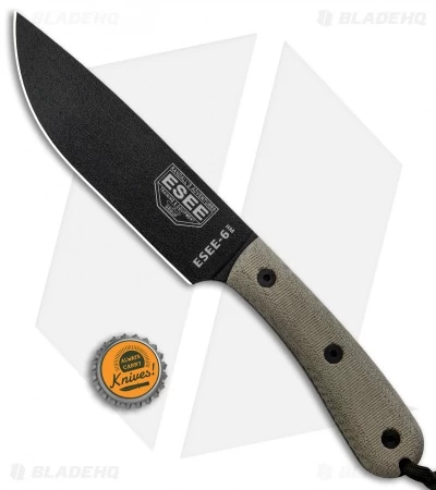 ESEE Knives ESEE-6HM Fixed Blade Knife Gray Micarta (6" Black) - Image 4