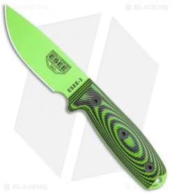 ESEE Knives ESEE-3PMVG-007 Fixed Blade Knife Neon Green/Black G-10 (3.9" Green)