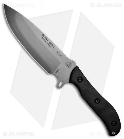 TOPS Knives Silent Hero Fixed Blade Knife Black Smooth Micarta (6.5" Gray)
