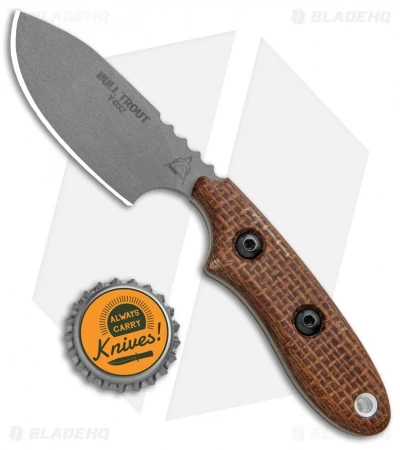 TOPS Knives Bull Trout Fixed Blade Knife Burlap Micarta (2.75" Tumbled) BLTT-01 - Image 4
