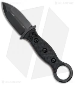 TOPS Knives I.C.E. Dagger Fixed Blade Neck Knife W/ Chain (3" Black) ICED-01