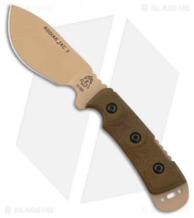 TOPS Knives TOP Knives Kodiak Jac 2 Fixed Blade Knife Green Micarta (4.25" Tan) JAC-02