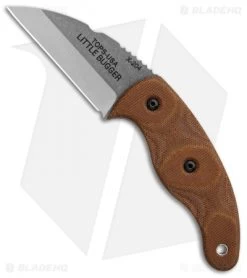 TOPS Knives Little Bugger Fixed Blade Knife Tan Canvas Micarta (2.3" Tumbled)