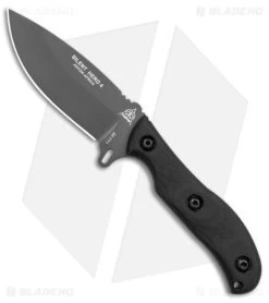 TOPS Knives Silent Hero 4 Fixed Blade Knife Black Smooth Micarta (4.25" Black)