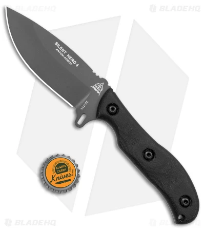 TOPS Knives Silent Hero 4 Fixed Blade Knife Black Smooth Micarta (4.25" Black) - Image 4