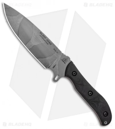 TOPS Knives Silent Hero Fixed Blade Knife Black Smooth Micarta (6.5" Camo)