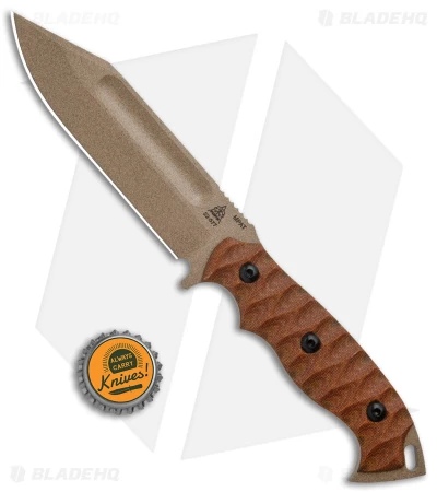 TOPS Knives M-PAT Fixed Blade Knife Tan Canvas Micarta (4.8" Coyote Tan 1095) - Image 4