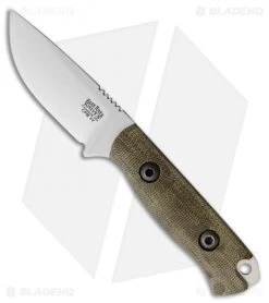 Bark River Bravo Necker Fixed Blade Knife Green Micarta (2.75" Satin)