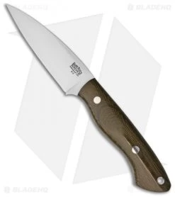 Bark River Bush Seax Bantam Fixed Blade Knife Green Canvas Micarta (4" A-2)