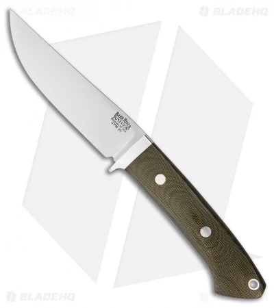 Bark River Classic Clip Point Hunter Fixed Blade Knife Green Micarta (4.5" 3V)