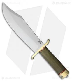 Bark River V-44 Bowie Fixed Blade Knife Green Canvas Micarta (9" Satin)