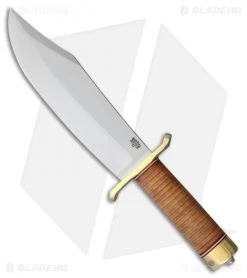 Bark River V-44 Bowie Fixed Blade Knife Stacked Leather (9" Satin)