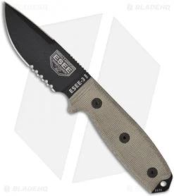 ESEE Knives ESEE-3MIL-S-CP Clip Point Knife Green Sheath & MOLLE (3.88" Serr)