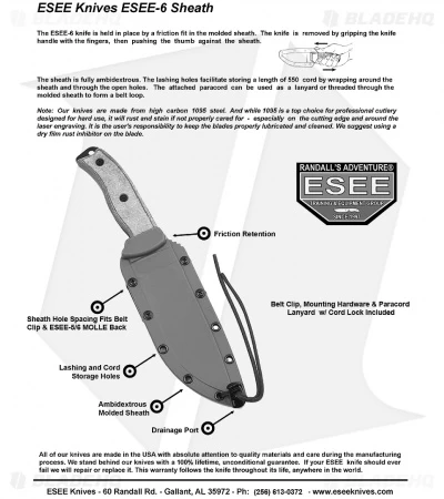 ESEE Knives ESEE-6S-TG Knife Micarta (6.5" Gray Serr) - Image 3