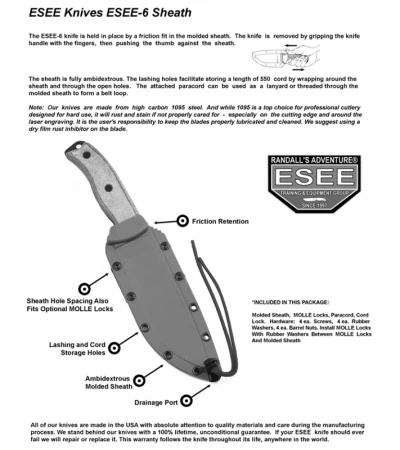 ESEE Knives ESEE-6S Knife W/ Coyote Brown Sheath (6.5" Serr) - Image 4