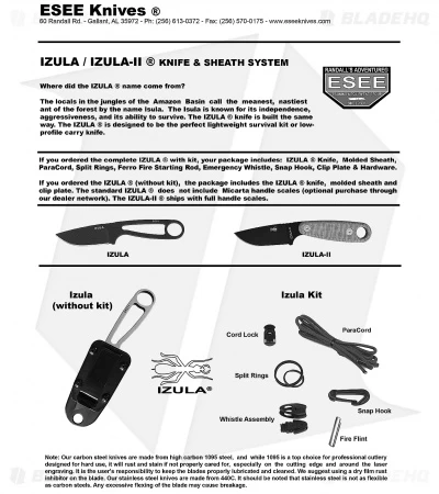ESEE Knives Izula Tactical Gray Neck Knife Powder Coat + Kit Extras - Image 5