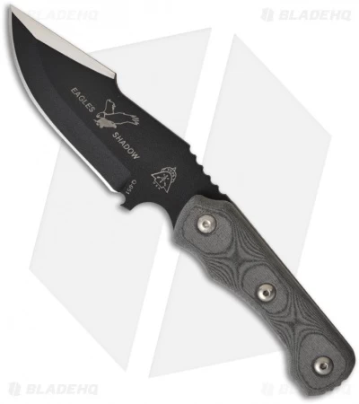 TOPS Knives Eagles Shadow Knife Fixed Blade (3.5" Black Plain) ESH-01